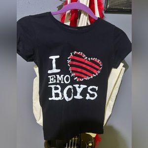 punxnkisses i love emo boys baby tee!!
